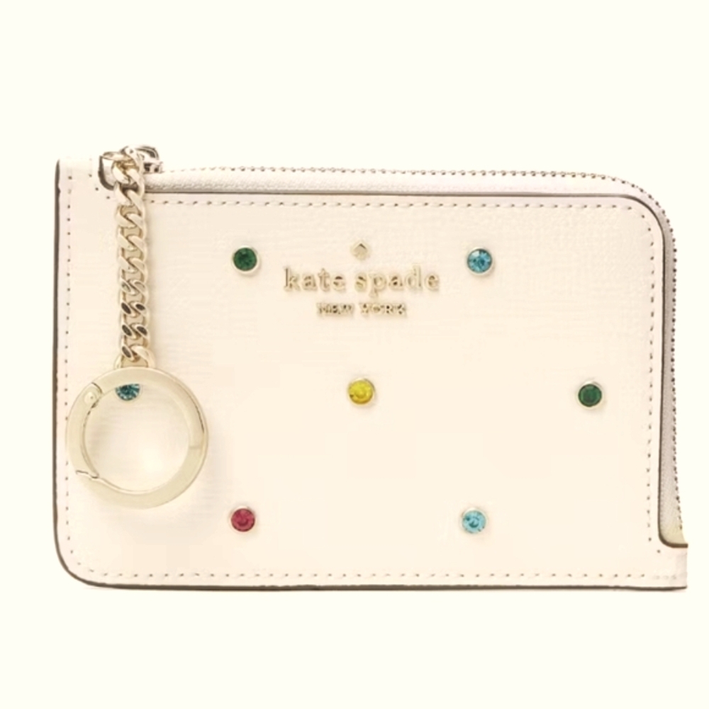 Kate Spade Cream Card Holder with Colorful Studs